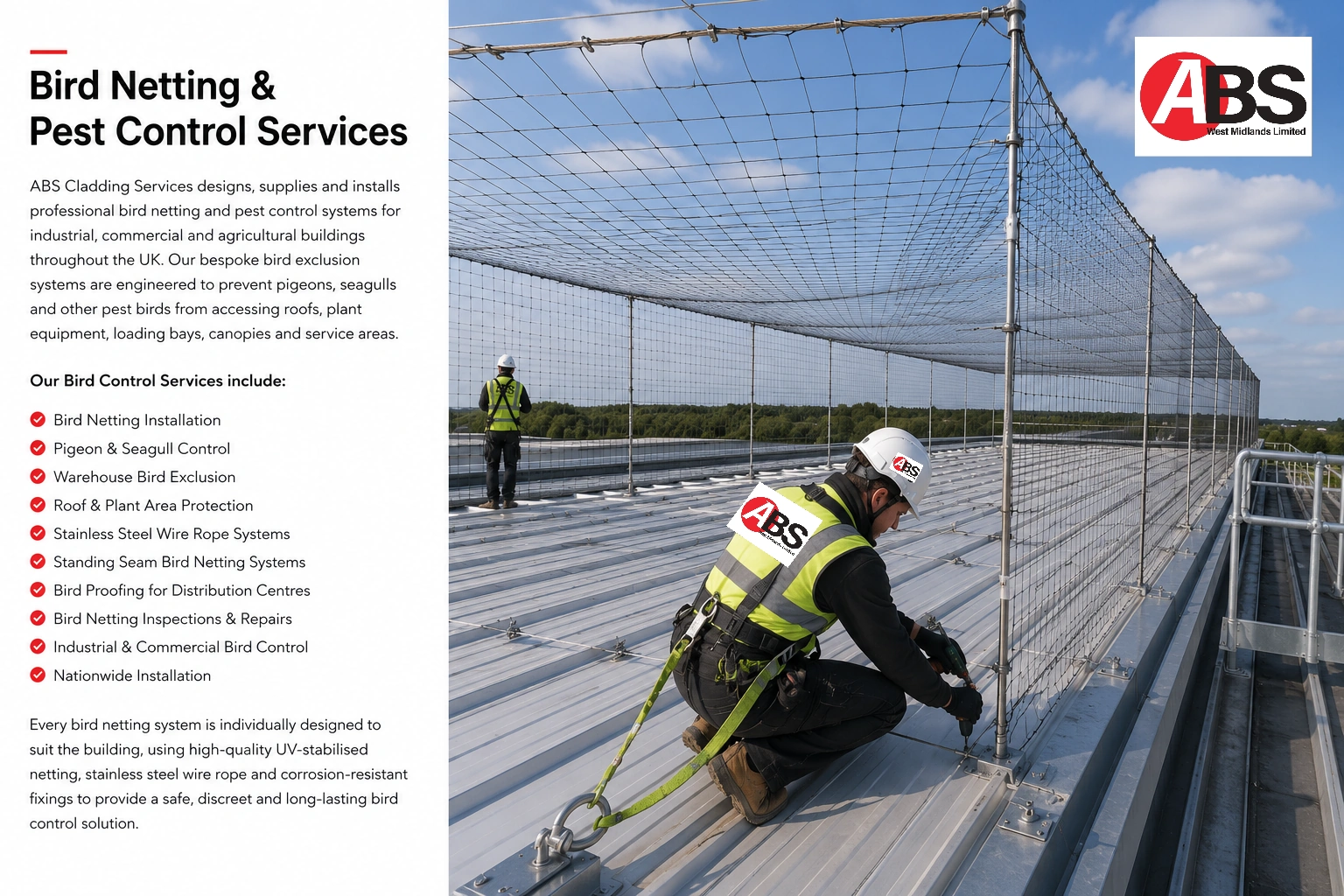 Bird netting and pest control services – ABS West Midlands Limited