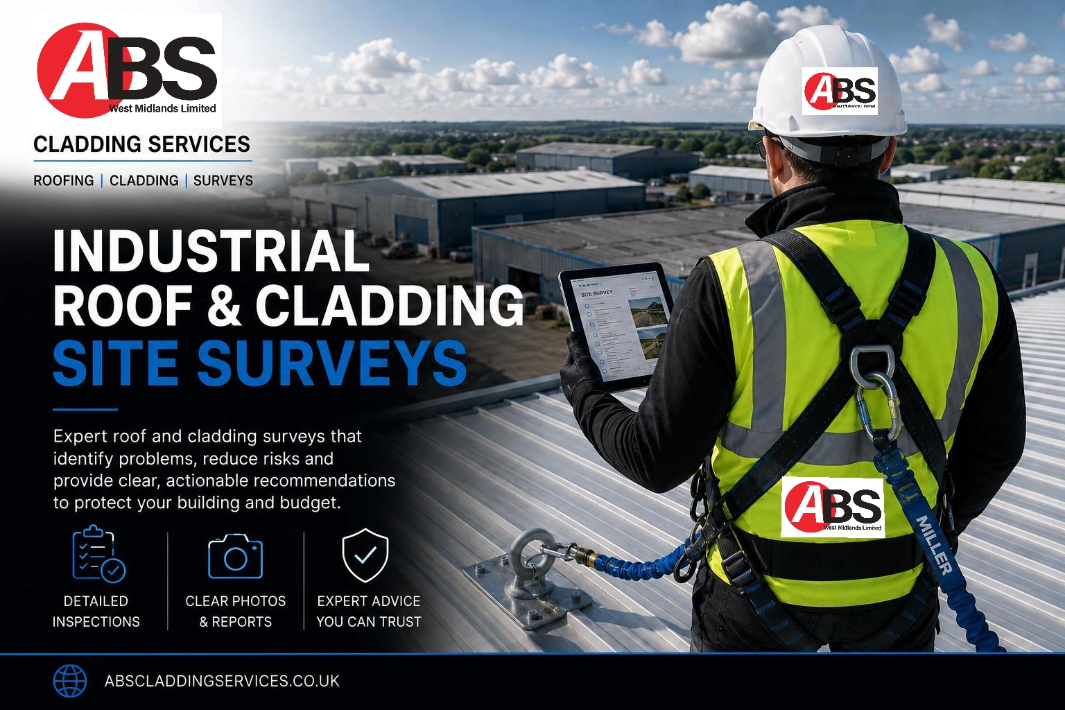 Industrial roof and cladding site surveys – ABS West Midlands Limited